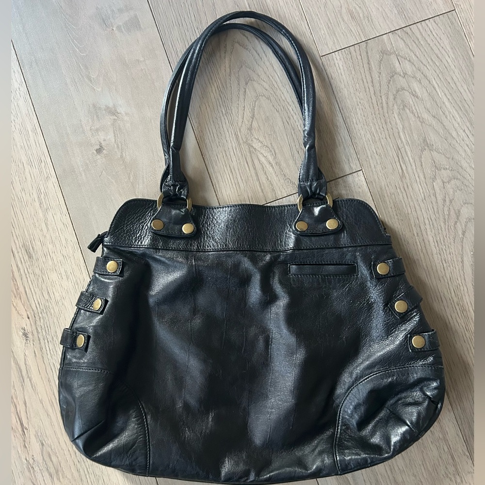 Nicola Berti Italian Black Leather Shoulder Bag MSRP $350